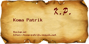 Koma Patrik névjegykártya